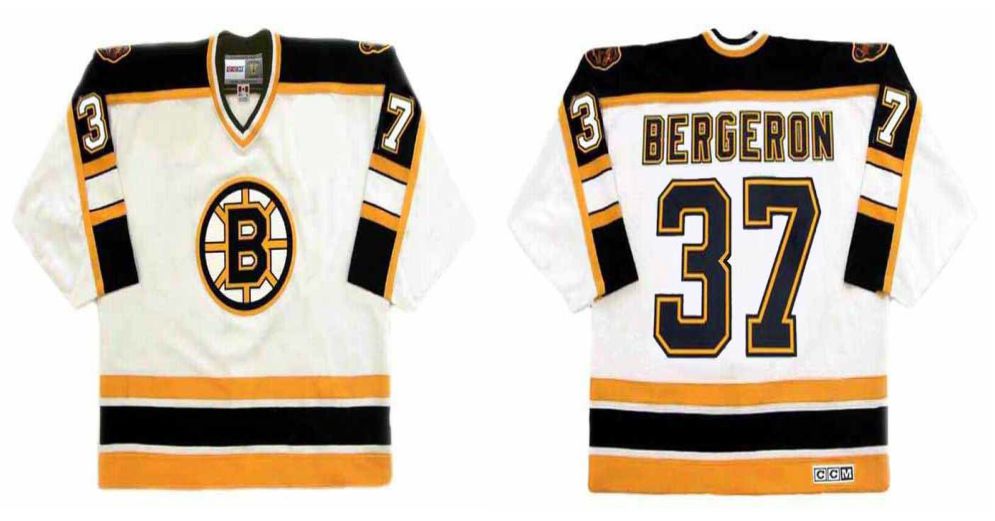 2019 Men Boston Bruins 37 Bergeron White CCM NHL jerseys